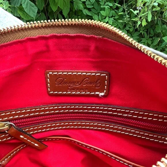 DOONEY & BOURKE Taupe Gray Italian Pebbled Letter Carrier Crossbody Shoulder Bag